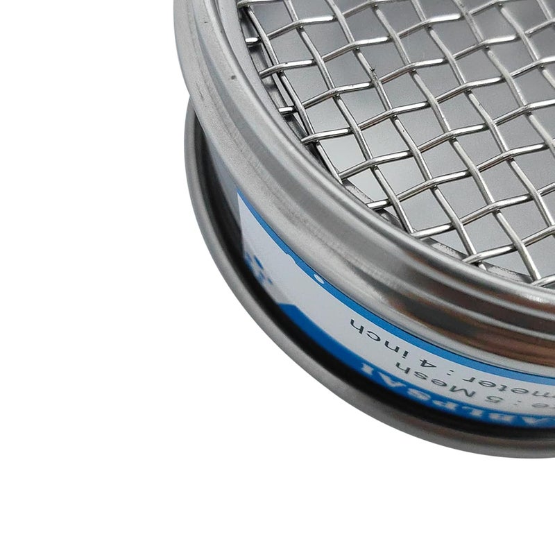 LABLPSAI 5 Mesh Lab Sieves 4" Diameter 304 Stainless Steel Wire Cloth Test Sieve for Industrial Laboratory Home - Image 3